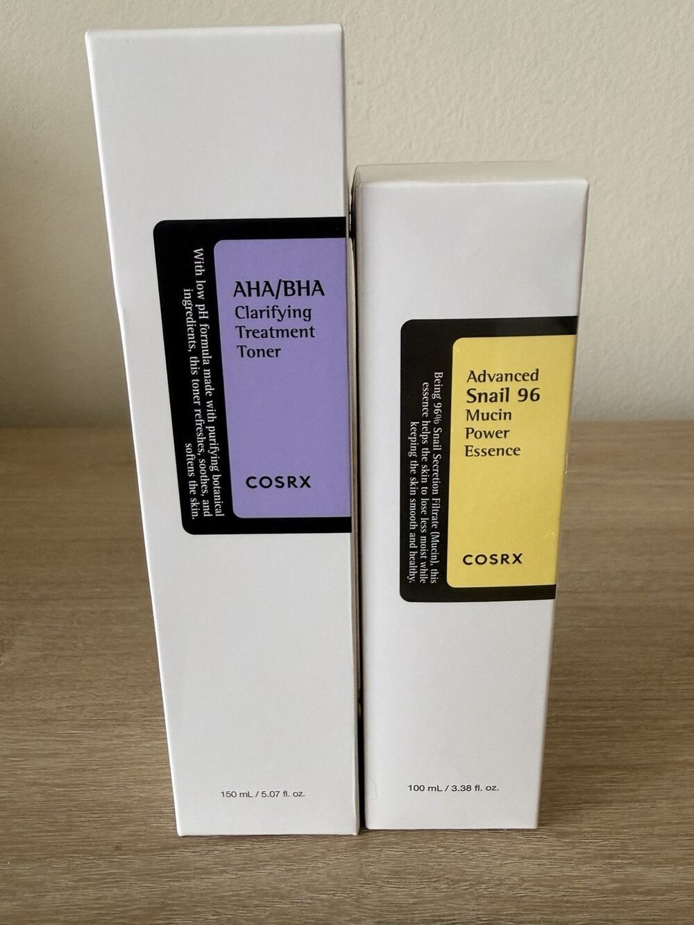 COSRX Snail 96 Mucin Essence + AHA BHA Clarifying Toner 2pc Set New